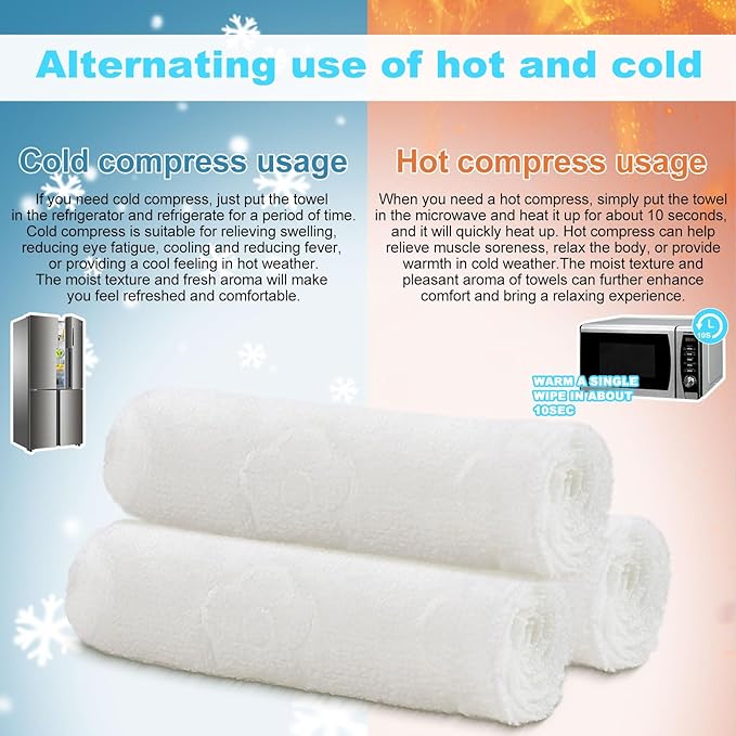 Moist Cotton Towel Bulk Moist Towelettes Individually Wrapped 8.7" x 8.7",White Towel Services,Refreshment Pre Moistened Towels for Travel Sport Party Spa Dentist (1 Count (Pack of 50), Unscented)