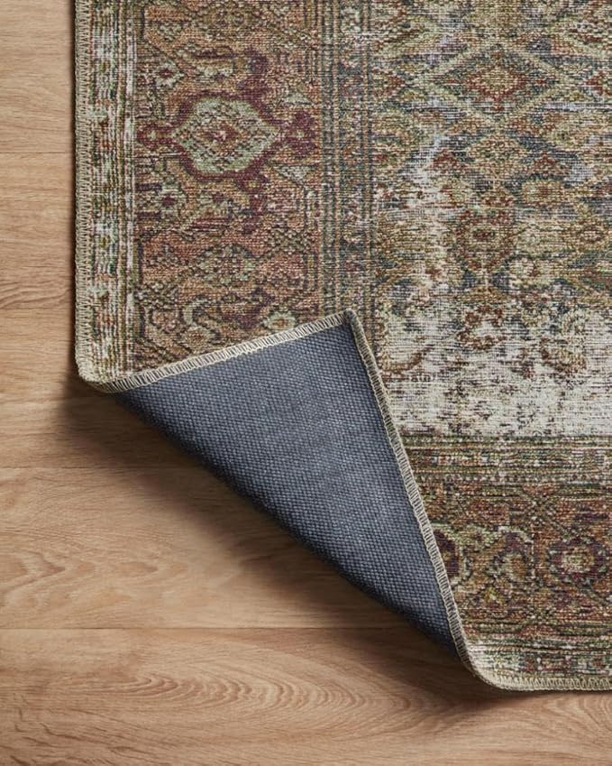 Loloi Amber Lewis Georgie Collection GER-07 Moss/Salmon 3'-9" x 5'-6", .19" Pile Height, Accent Rug