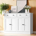 49" White Buffet Cabinet with Doors & Drawers, Modern Kitchen Storage Sideboard, Coffee Bar Console for Dining Room, Living Room, Entryway