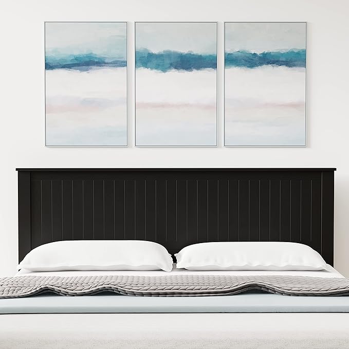 Glenwillow Home Wainscott Wood Panel Headboard in Black - King Size