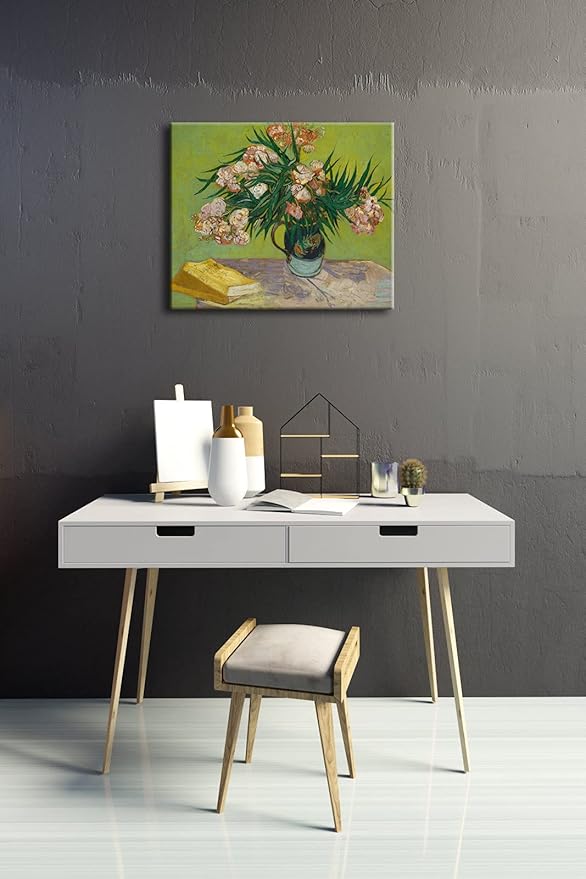 Wieco Art Large Giclee Canvas Prints Wall Art Oleanders 1888 by Van Gogh Famous Floral Oil Paintings Reproduction Modern Gallery Wrapped HD Classic Abstract Flowers Pictures Artwork for Home Decor