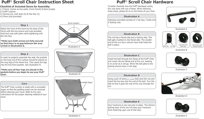 Howard Elliott Scroll Puff Rocker Seating Chair With Cover, Multipurpose Alternate Seating Butterfly Chair with Titanium Frame, Patio Furniture for Camping, Home, Indoor & Outdoor, Bella Eggplant