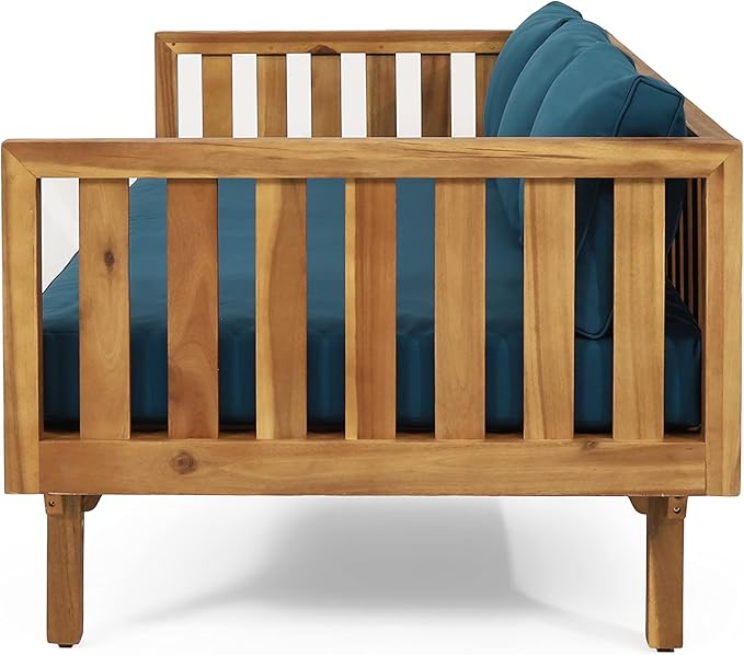 Christopher Knight Home Claremont Outdoor 3 Seater Daybed with Cushions - Acacia Wood - Teak/Dark Teal