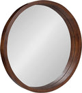Kate and Laurel Hutton Round Decorative Modern Wood Frame Wall Mirror, 22 Inch Diameter, Walnut Finish