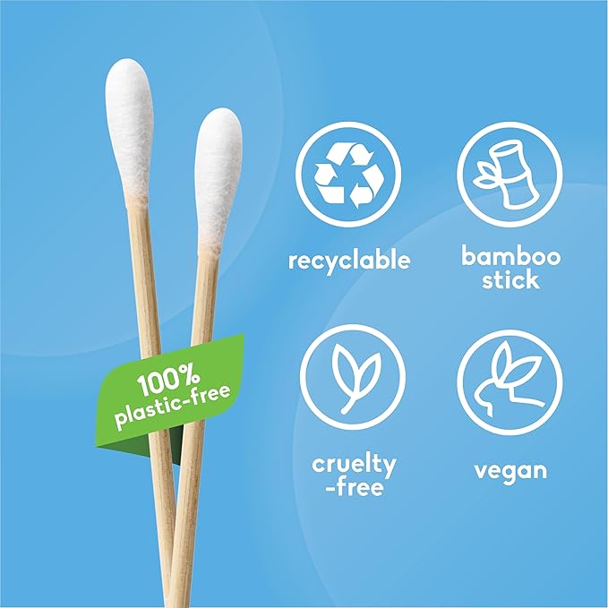 The Humble Co Bamboo Cotton Swabs, 600 Count - White Cotton Buds for Ears, Makeup, Baby Care & Cleaning - Personal Hygiene Essentials & Toiletries - Daily Products for Travel & Home