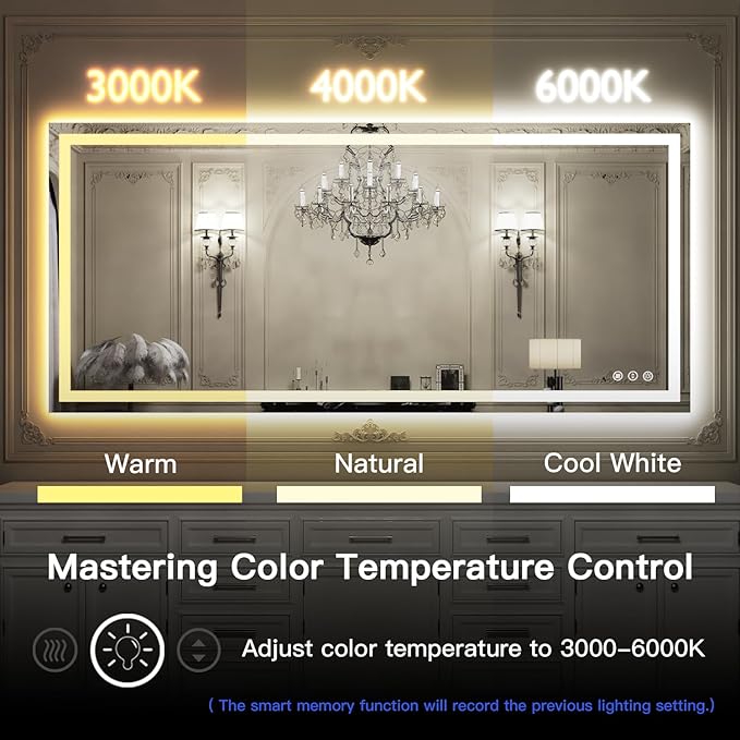 ISKM 51'' x 40'' LED Mirror for Bathroom Lighted Vanity Mirror for Wall Front Lights + Backlit LED Bathroom Mirror Anti-Fog Tempered Glass ETL Listed