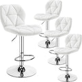 Yaheetech Bar Stools Set of 4, Adjustable PU Leather Swivel Barstools, Modern Counter Stools with Back and Footrest, Counter Height Barstools for Bar, Kitchen, Dining Room, White