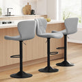 Bar Stools Set of 3,Adjustable Swivel Barstools, Faux Leather Bar Chairs,Upholstered Counter Height with High Backrest for Kitchen Island, Light Grey