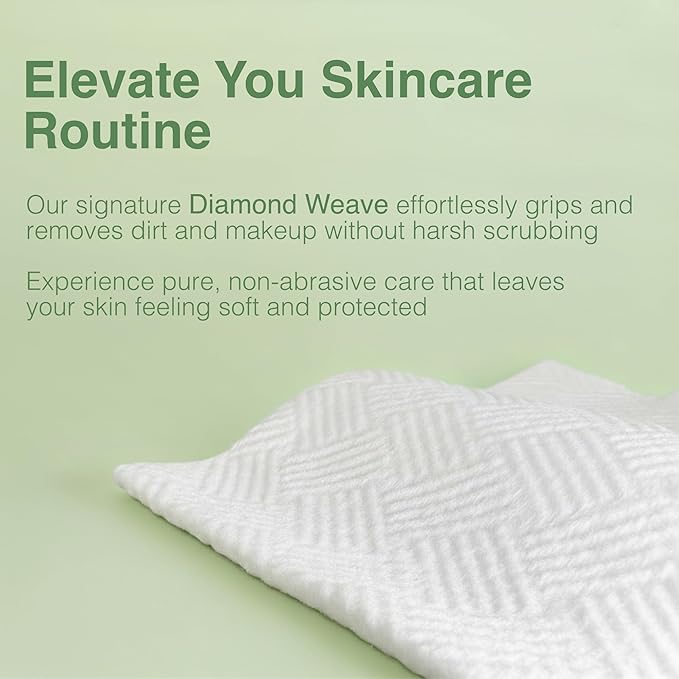 verttech™ Diamond Weave Disposable Face Towels, 100 Count (2 x 50 Count) –Clean Towels XL10"x12", Ultra Absorbent, Facial Tissue for Clean Skin, Makeup Remover Wipes