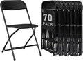 70 Pack Black Plastic Folding Chairs, Portable Party Chairs, Stackable Commercial Seats with Steel Frame for Home Office Wedding Party Indoor Outdoor Events Chairs, 350lbs Capacity