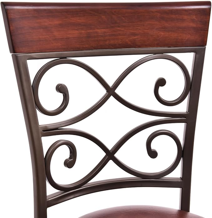 COSTWAY Bar Stools Set of 4, 360 Degree Swivel, 30" Bar Height Bar stools, with Leather Padded Seat Bistro Dining Kitchen Pub Metal Vintage Chairs with Back (Set of 4)