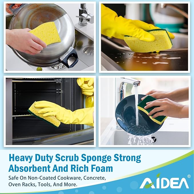 Comfort Sponge AIDEA Sponges Heavy Duty-12Count, Sponges Kitchen, Sponge for Dishes ...