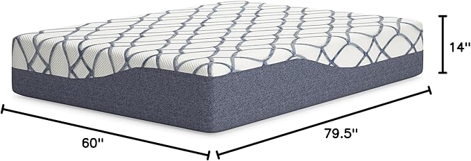 Signature Design by Ashley 14 Inch Chime Elite 2.0 Ultra Plush Green Tea Memory Foam Mattress for Cool Sleep and Pressure Relief, Queen, Fiberglass Free, Mattress In A Box