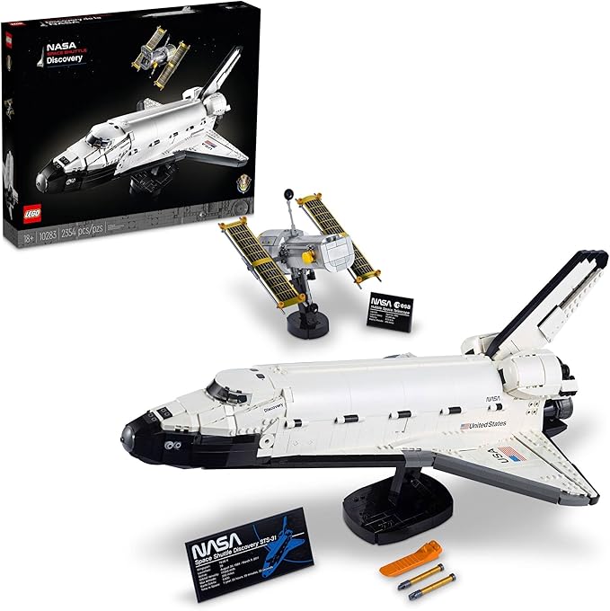 LEGO Icons NASA Space Shuttle Discovery Building Sets for Adults - Model Kits for Bookshelf or Office Decor, Ages 18+ Years - Gifts for Men & Women - 10283