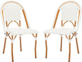 SAFAVIEH Outdoor Collection California Bistro White Side Chair Set of 2 (Fully Assembled)
