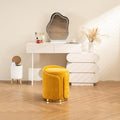 Swivel Vanity Stool with Gold Base Comfy Vanity Chair Modern Round Stool for Makeup Vanity Ottoman Foot Rest for Bedroom livingroom (Yellow)