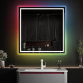 Awoco LED Bathroom Mirror, 36" x 36" Vanity Mirror with 8 Colors RGB Backlit and 3 Colors Front Light, Dimmable Anti-Fog Lighted Mirror, Memory Function, for Bathroom Wall