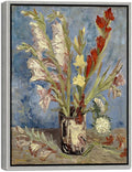 Wieco Art Framed Wall Art Vase with Gladioli and China Asters by Van Gogh Modern Floral Canvas Prints Artwork Abstract Flowers Pictures on Canvas for Living Room Home Decorations
