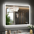 WTTY 40"X36" LED Bathroom Mirror with Black Frame, Bathroom Vanity Mirror with Lights for Wall, Front Light and Backlit, Anti-Fog, Dimmable, 3 Colors, Shatterproof, Memory, Horizontal/Vertical