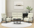 Modular Cloud Sectional Couches for Living Room, Faux Leather Loveseat & Accent Chairs Set of 2, Upholstered Sectional Sofa Set for Office, Beige