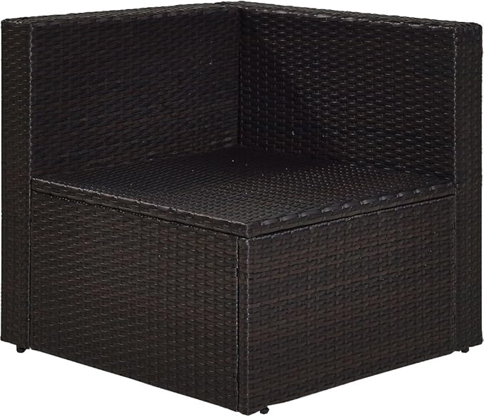 Crosley Furniture Palm Harbor Corner Outdoor Sectional Chair, Wicker Patio Chairs for Porch, Deck, Backyard, Brown with Sand Cushions