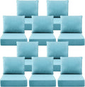 Luxury 6" Outdoor Cushions for Patio Furniture, 24x24x6" Thick Seat Cushion Set of 10, Fade Resistant Couch Chair Replacement Cushions High Density Deep Wicker Chair Cushion w/ Removable Cover, Teal