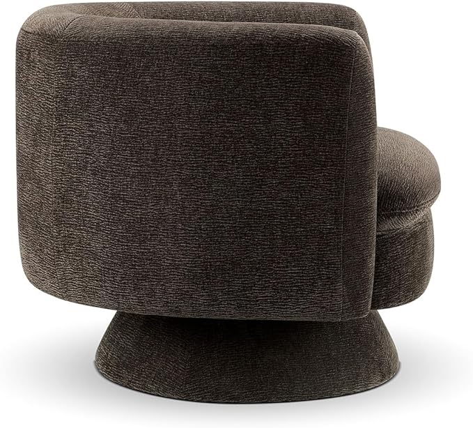 CHERS Swivel Accent Chair, Mid Century Modern Round Barrel Chairs, Upholstered Velvet Fabric Home Sofa Living Room with Solid Wood Base, Single Sofa Lounge Chair, Espresso