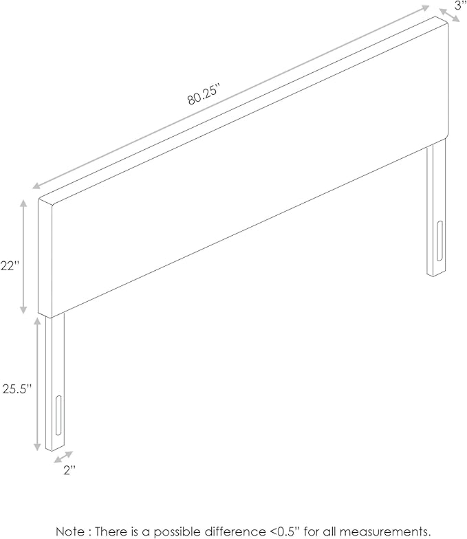 FURINNO Roanne Plain Headboard, King, Fog