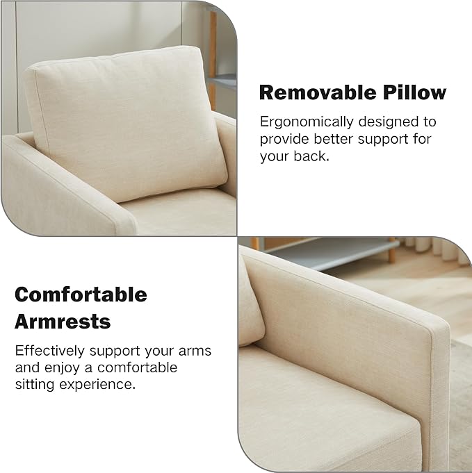 Chifee & Vingol 30.7" W Mid Century Modern Swivel Accent Chair for Living Room Set of 2,Beige