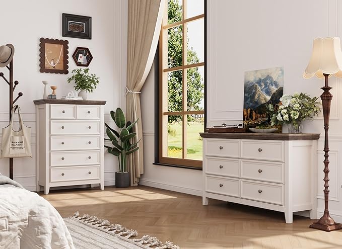 Tall Dresser for Bedroom 6 Drawers Dresser,6 Chest of Drawers Storage Cabinet for Living Room,Filing Cabinet for Home Office