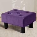 Small Foot Stool Ottoman, Velvet Footstool Ottoman Foot Rest for Couch, Rectangle Footstools and Ottomans Small for Living Room, Entryway and Bedroom (Purple)