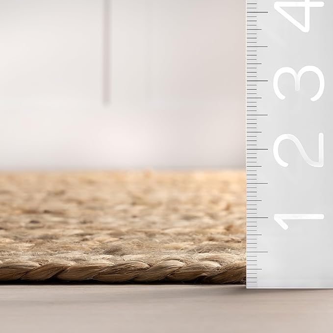 nuLOOM 2x4 Rigo Jute Hand Woven Area Rug, Natural, Solid Farmhouse Design, Natural Fiber, For Bedroom, Living Room, Dining Room, Hallway, Office, Kitchen, Entryway