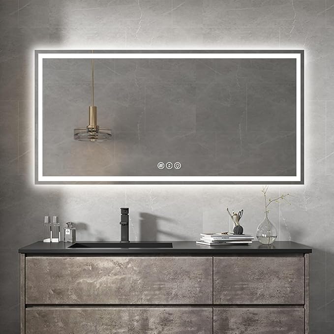 Awoco 72''x36'' LED Bathroom Mirror with Light, Lighted Vanity Mirror with Backlit and Front Light, Dimmable Anti-Fog Memory Function Lighted Mirror with 3 Colors for Bathroom Wall