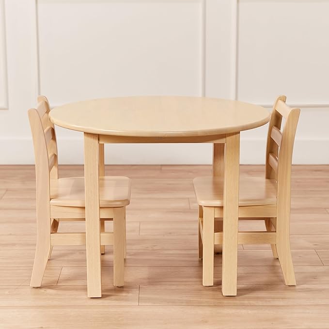 ECR4Kids 30in D Round Hardwood Table with 22in Legs, Kids Furniture, Antique White