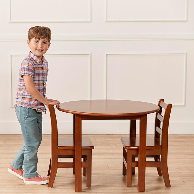 ECR4Kids 30in D Round Hardwood Table with 22in Legs, Kids Furniture, Dark Walnut