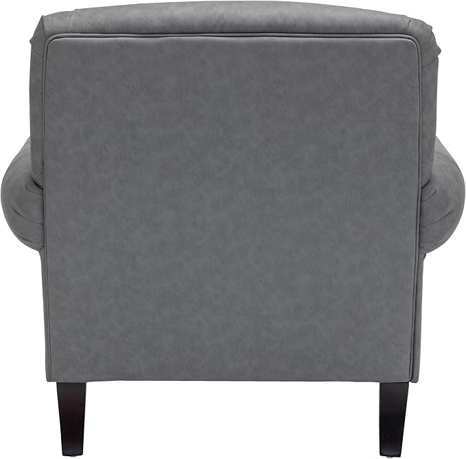 Accent Chair,22.4" Seat Depth Armchair with Roll Arms,36.6W*34.3D*34.6H Living Room Chair,Wood Legs,Set of 2,Faux Leather in Gray