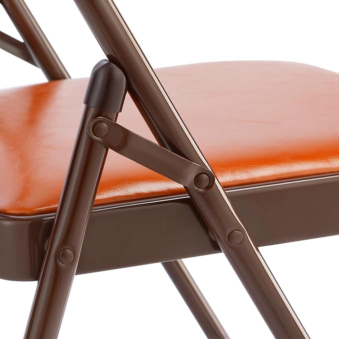 SKOK 4 Pack Padded Folding Chairs with Upholstered Cushion & Back, Padded Seats for Indoor & Outdoor, Portable Stackable Commercial Foldable Chairs w/Metal Frame for Events, Wedding Party