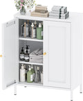 Metal Bathroom Storage Cabinet,Bathroom Floor Storage Cabinet with 2 Adjustable Shelves and 2 Doors,Freestanding Sideboard for Small Spaces, Living Room, Home Office, Dining Room,White
