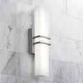Possini Euro Design Exeter Modern Art Deco Wall Mount Light LED Brushed Nickel Silver Metal 17" Wide Vanity Fixture Rectangular Silk Screened Glass Shade Decor for Bathroom Over Mirror House Home