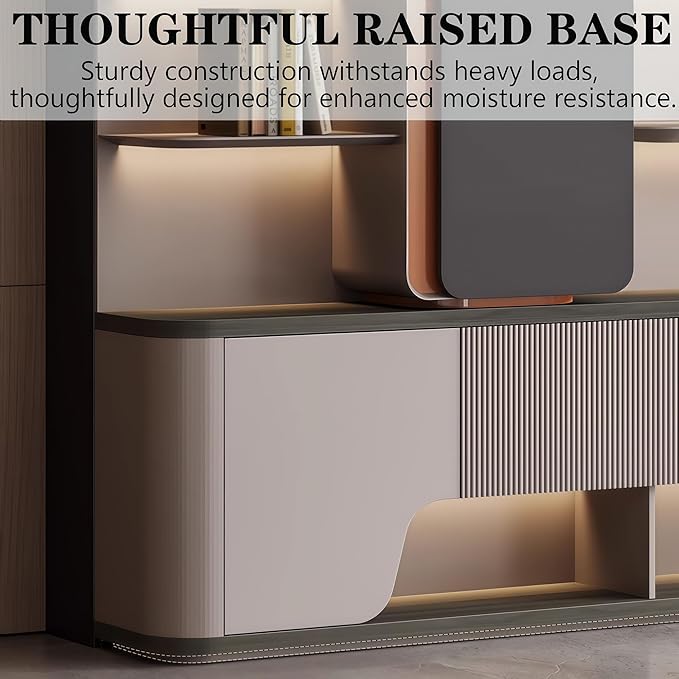 Modern L Shaped Desk, 86.6 inch Large Desk with Storage, Executive Desks for Home Office No Installation Required with Drawers and Lockable, Without Desk or Computer Chair (Filing Cabinet)