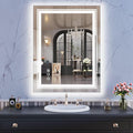WTTY LED Bathroom Mirror 28"x36" with Backlit and Front Light,Stepless Dimmable LED Mirror for Bathroom,Anti-Fog Lighted Bathroom Vanity Mirror Modern,Memory Function,Shatter-Proof