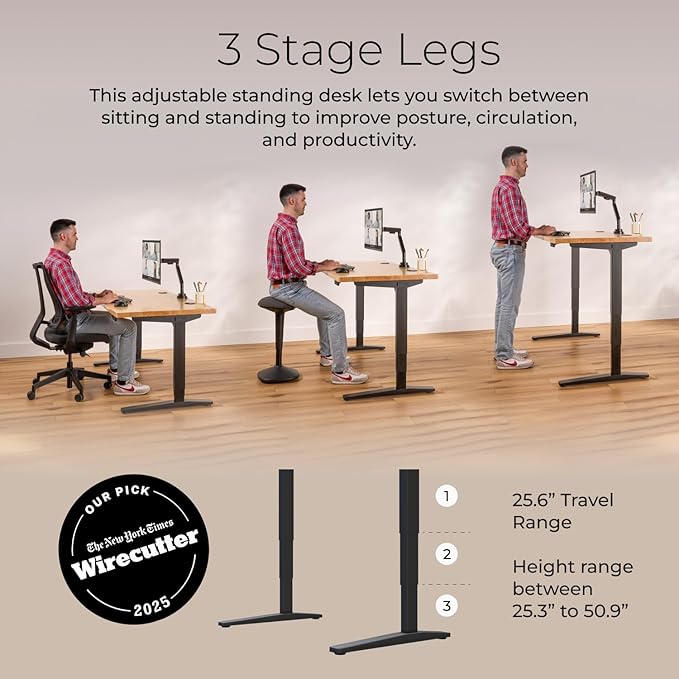 UPLIFTDESK V2 2-Leg Walnut Laminate Wood Standing Desk – Adjustable Height, Advanced 1-Touch Memory Keypad, Under Desk Cable Management, Wire Grommets & Rocker Board (Black C-Frame, 42 x 30 inch)
