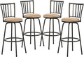 VECELO Barstools, Adjustable Counter Stools,Steel Bistro Pub Chairs,Bar Stools with 360 Degree Swivel Cushion Seat, Straight Line Backrest,Set of 4