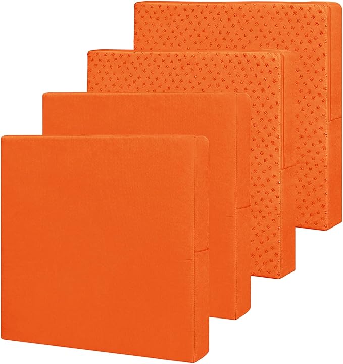 Easy-Going Waterproof Patio Cushion Covers 24x22x4 inch 4 Pack Replacement Non-Slip Outdoor Seat Cushion Slipcover with Zipper. Orange