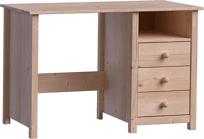 From the Tree Furniture Solid Wood Desk with Drawers – Compact Study Desk for Kids & Adults, Space-Saving Home Office Writing Table, Real Pine Construction