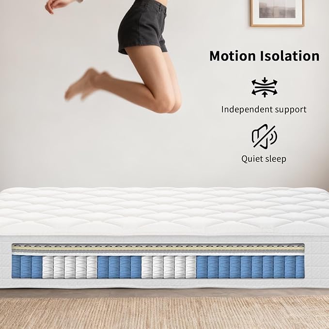 [New Version]Twin Mattress 12 Inch Hybrid Mattress Queen Size, Cooling-Gel Memory Foam & Pocket Springs, Firm Support for Back Pain Relief, Motion Isolation, CertiPUR-US Certified, Bed in a Box