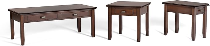 SIMPLIHOME Artisan SOLID WOOD 14 inch Wide Rectangle Transitional Narrow End Side Table in Russet Brown for the Living Room and Bedroom