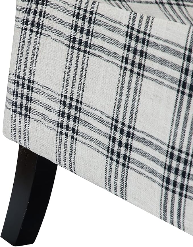 HULALA HOME Upholstered Wingback Recliner Chair, Small Adjustable Footrest Push Back Single Reclining Sofa, Mid Century Modern Lounge Armchair for Living Room, Bedroom, Reading/Plaid Black