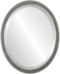 OVALCREST Oval Beveled Wall Mirror for Home Decor - Toronto Style - Silver Leaf with Black Antique - 22" x 18"