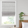 Madison Park Kyler Cordless Roman Shades - Single Panel, Lightweight Linen Blend Fabric, Natural Design, Easy Installation, Light Filtering Window Blind, Bedroom, Living Room Decor 34" W x 64" H Grey